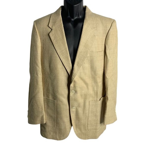 Vintage Charles Chastain Teen Sport Coat 42R Beige Tan Blazer Two Button Notch - Picture 1 of 7